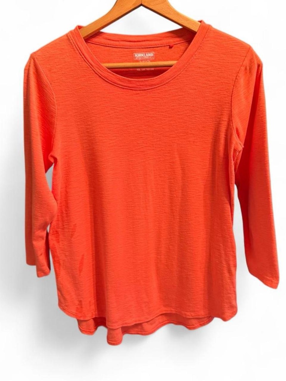 Kirkland Signature Women's Long Sleeve Crewneck Tops in Coral -2pack